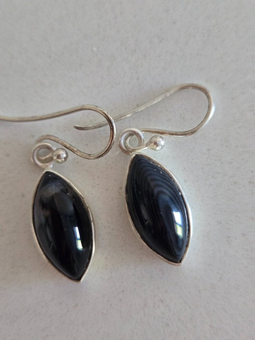 Sterling Silver 925 Black Onyx Teardrop Earrings